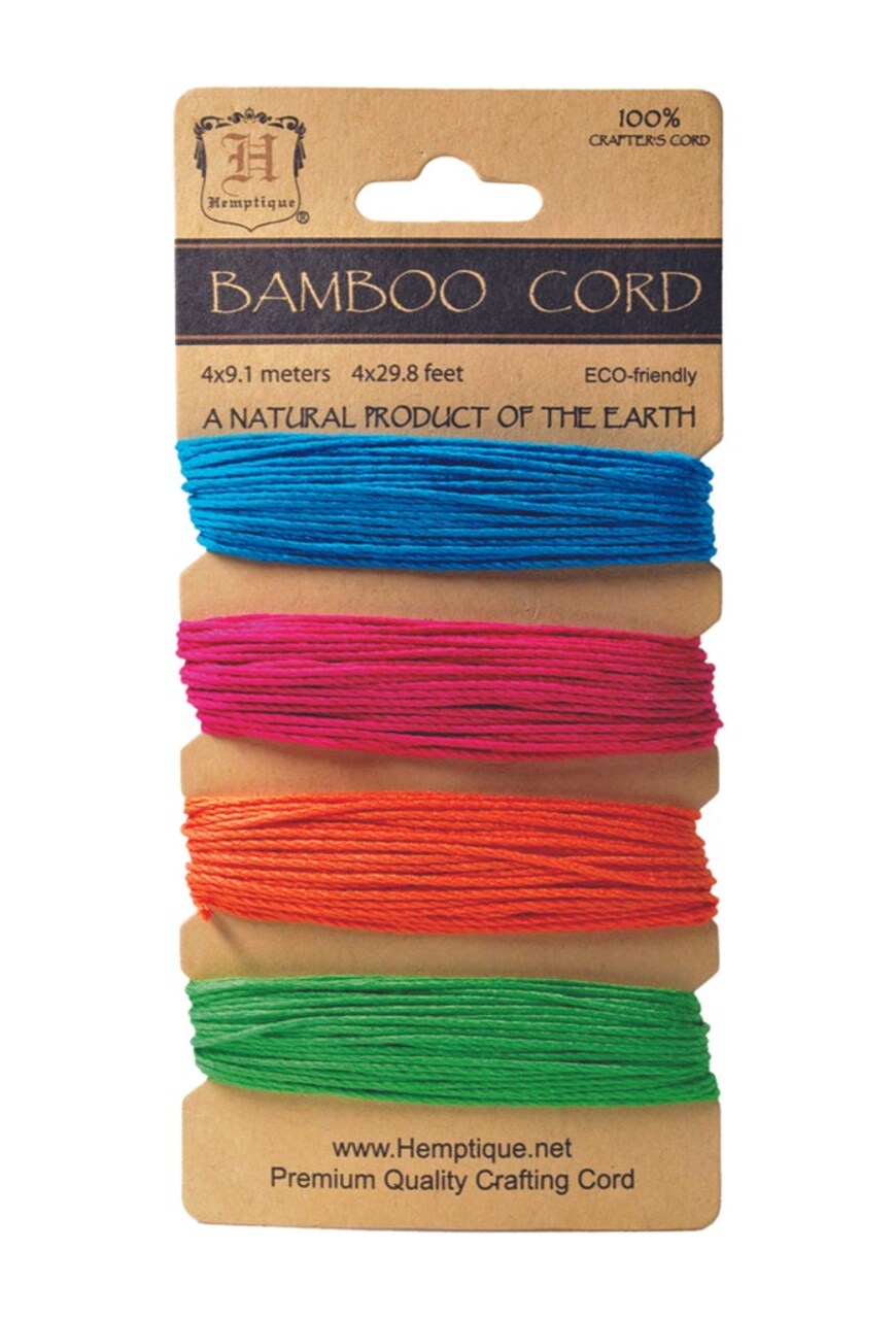 Hemptique Bamboo Cord Cards Eco Friendly Sustainable Naturally Grown Jewelry Bracelet Making Paper Crafting Scrapbooking Bookbinding Mixed Media Crocheting Macrame Seasonal Holiday Gift Wrapping Outdoor Gardening